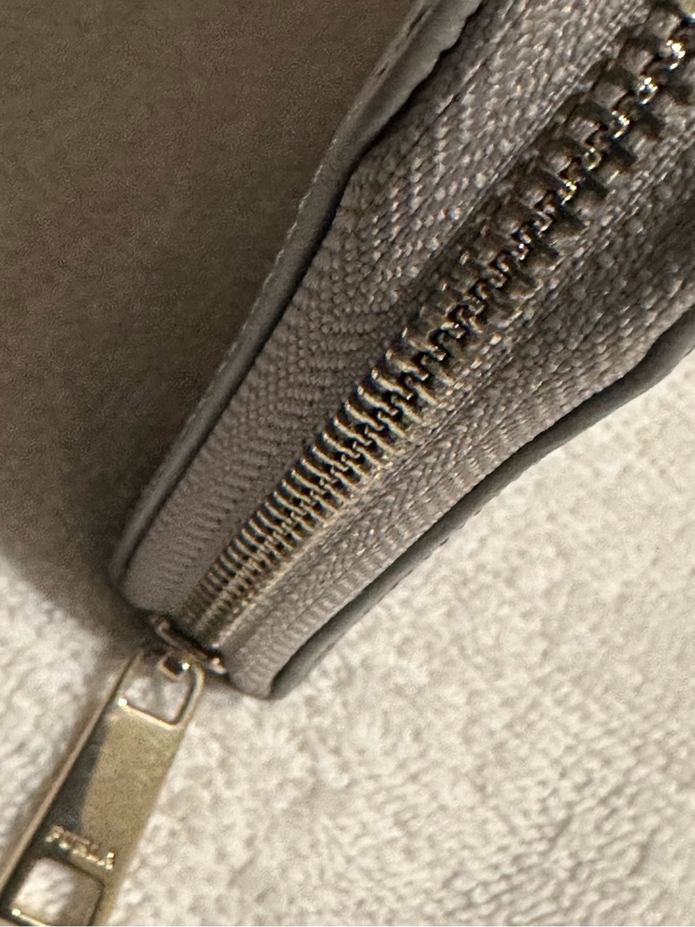 Furla Gray Zip Around Wallet Gold Tone Hardware Saffiano Leather Like New - Picture 6 of 13